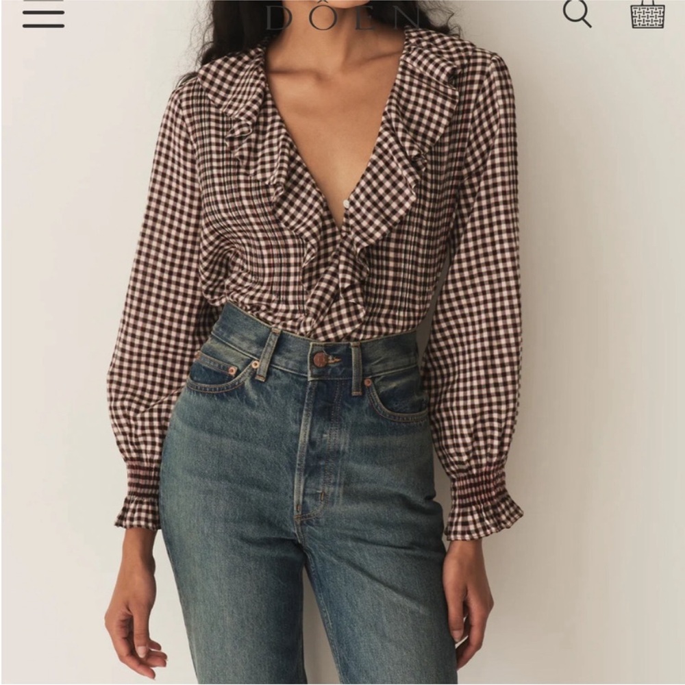 🍂 Doen Hardy top in Delphine Plaid size Large. *see notes pls - Picture 2 of 16